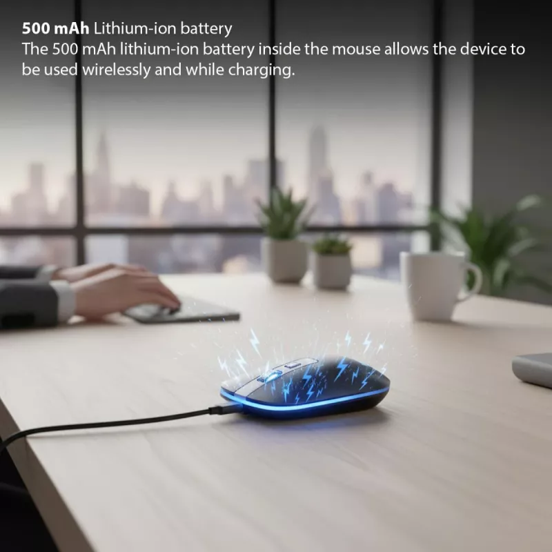 Inca IWM-531RA mouse wireless e Bluetooth, 1600 DPI, pulsante 4D, silenzioso, antracite