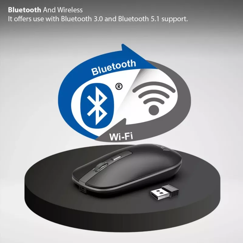 Inca IWM-531RA mouse wireless e Bluetooth, 1600 DPI, pulsante 4D, silenzioso, antracite