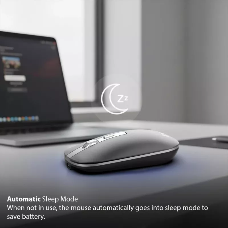 Inca IWM-531RA mouse wireless e Bluetooth, 1600 DPI, pulsante 4D, silenzioso, antracite