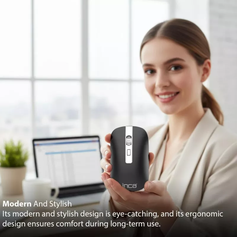 Inca IWM-531RA mouse wireless e Bluetooth, 1600 DPI, pulsante 4D, silenzioso, antracite