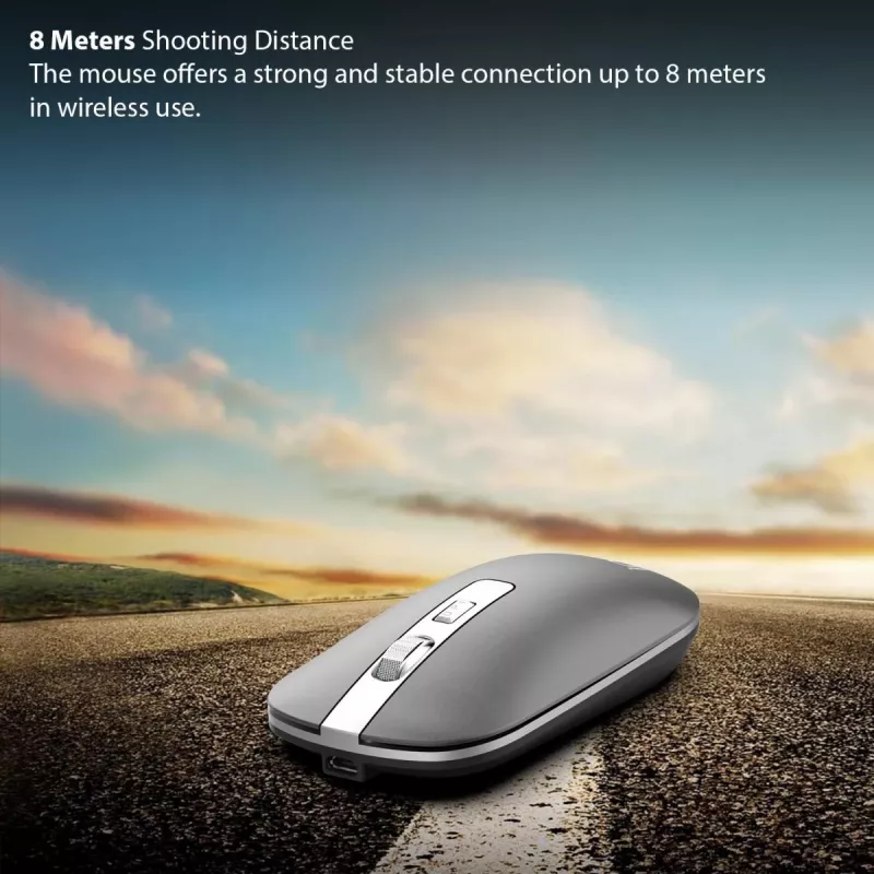Inca IWM-531RA mouse wireless e Bluetooth, 1600 DPI, pulsante 4D, silenzioso, antracite