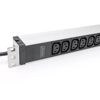 DIGITUS PDU in alluminio 1U per montaggio a rack 12x C13 16A 230VAC 50/60Hz connettore maschio Schuko