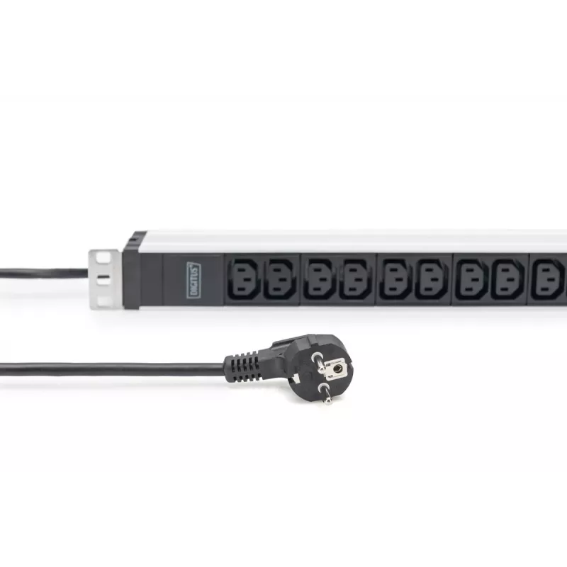 DIGITUS PDU in alluminio 1U per montaggio a rack 12x C13 16A 230VAC 50/60Hz connettore maschio Schuko
