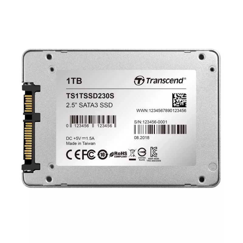 SSD TRANSCEND 230s 1TB 2.5in SATA III 6Gb/s TLC case in alluminio