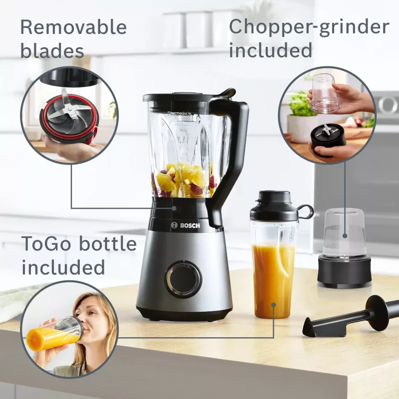 Frullatore da tavolo Bosch Serie 4 MMB6177S 1,5 L 1200 W nero, argento