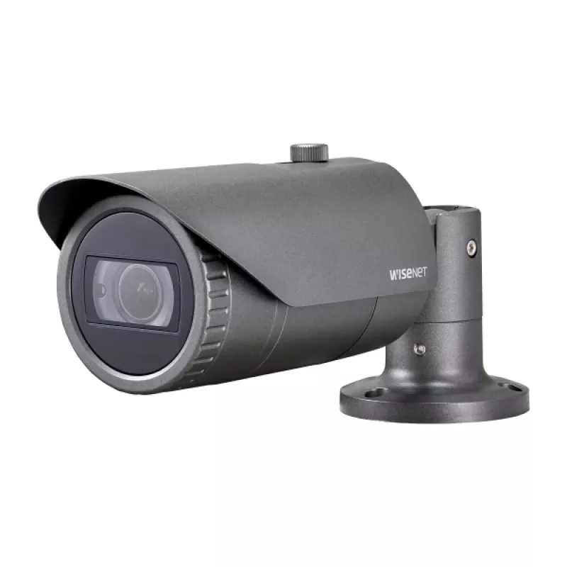 Hanwha Vision QNO-7082R WiseNet Q telecamera IP bullet per esterni, 4 MP, 3,2–10 mm, zoom ottico 3,1x, giorno/notte, grigia