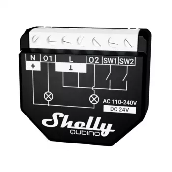Interruttore intelligente Shelly WAVE 2PM nero (Shelly) — wireless Z-Wave, 16 A, 110–240 V, 868,4 MHz