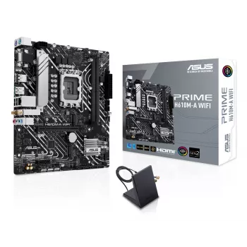 Scheda madre ASUS PRIME H610M-A WIFI — Intel H610, LGA 1700, micro ATX, DDR5, 2x DIMM, Wi-Fi 5, audio 7.1