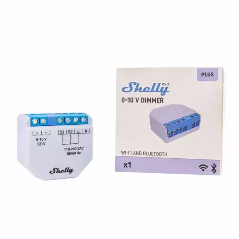 Dimmer Shelly Plus 0-10V da incasso blu-grigio controllo wireless 110-240V