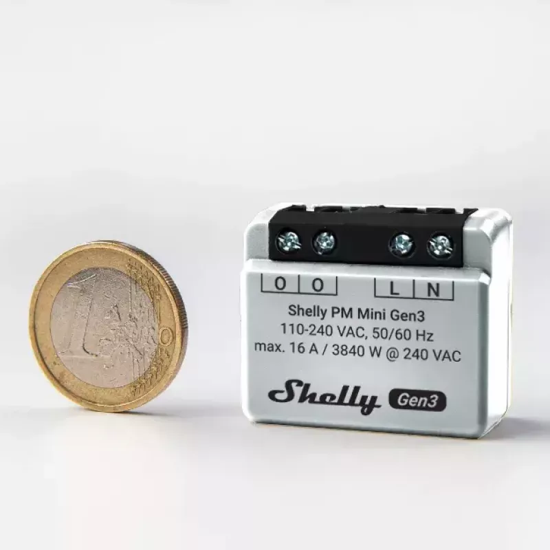 Interruttore smart Shelly PM Mini Gen3 wireless 110-240V 1,2W