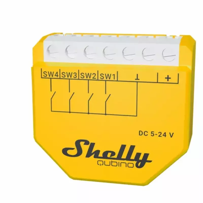 Interruttore smart Shelly Qubino Wave i4 DC giallo wireless 5-24V