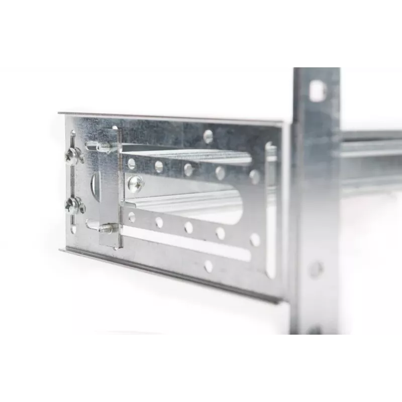 Supporto per guida DIN DIGITUS, 4U, 178 x 483 x 223 mm, zincato, incl. guida DIN, profondità e altezza variabili