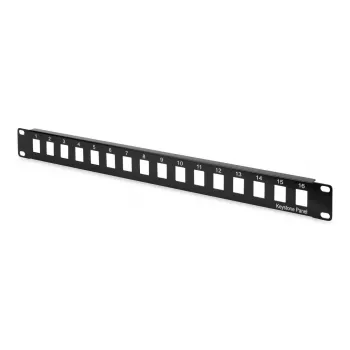 Patch panel modulare DIGITUS, non schermato 16 porte, vuoto, 1U, montaggio a rack, colore nero RAL 9005