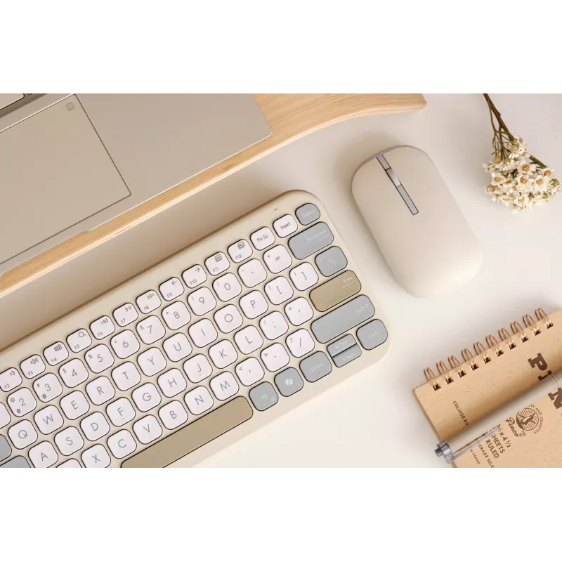 Tastiera ASUS Marshmallow KW100 wireless Bluetooth QWERTZ beige grigio bianco