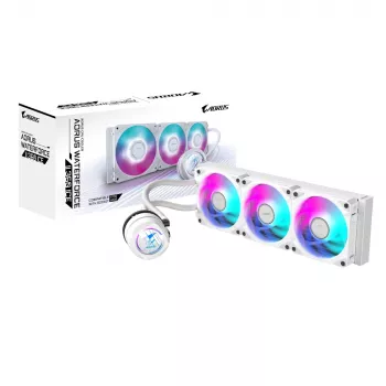 Dissipatore CPU liquido AIO GIGABYTE AORUS WATERFORCE II 360 ICE - 3 ventole ARGB da 120 mm, meccanismo di bloccaggio a scorrimento, DAISY-CHAIN, compatibile con Intel LGA 1851 e AMD AM5