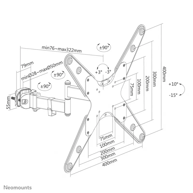 Neomounts FL40-450BL14 supporto per palo TV 32-55