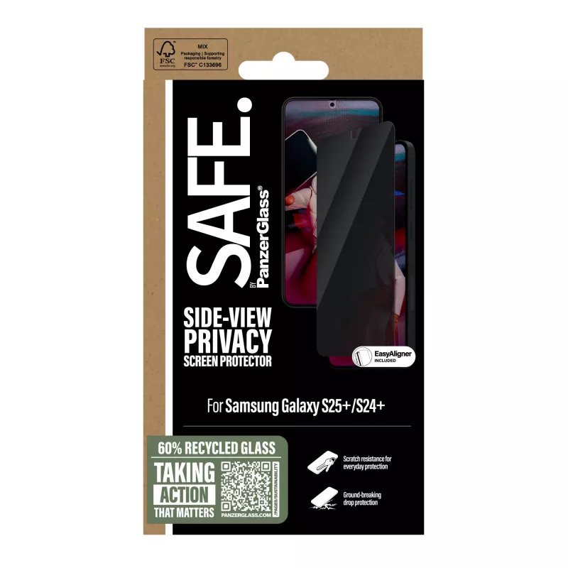 PanzerGlass SAFE. by ® Pellicola protettiva per display privacy Samsung Galaxy S25+ | S24+ | Ultra-Wide Fit con EasyAligner