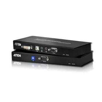 ATEN Extender KVM USB DVI con audio e RS-232 (60 m), trasmettitore e ricevitore, cablato, 60 m, Cat5, Cat5e, 1920 x 1200 Pixel, 1920 x 1200, 1024 x 768
