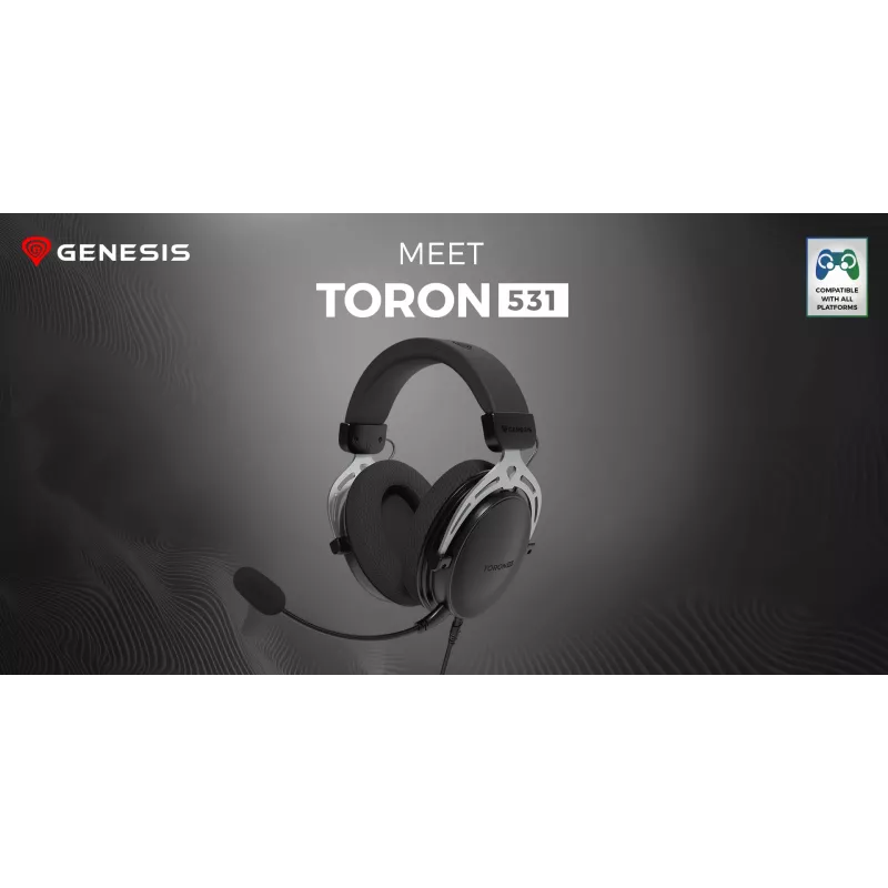 Headset gaming cablato binaurale Genesis Toron 531 — circumaurale, 32 Ω, 20–20000 Hz, cavo 1 m