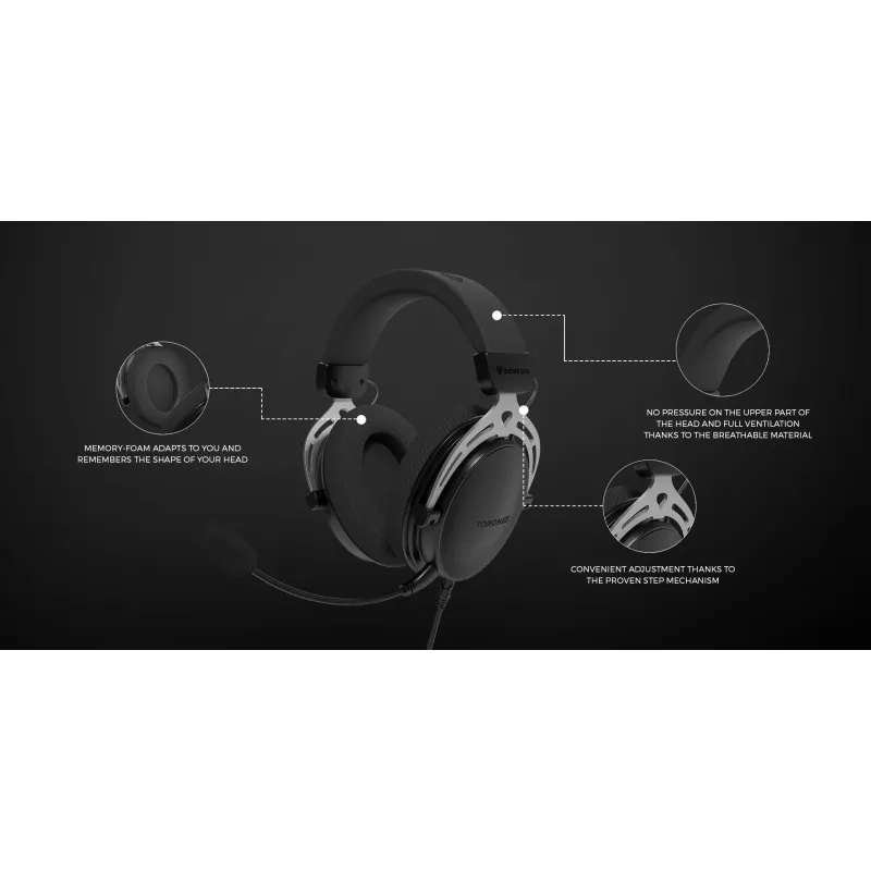 Headset gaming cablato binaurale Genesis Toron 531 — circumaurale, 32 Ω, 20–20000 Hz, cavo 1 m