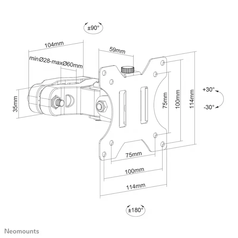 Neomounts FL40-430BL11 Supporto per montaggio a palo TV 17-32 pollici - Diam. 28-60 mm