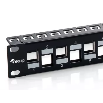 Equip Patch panel Keystone Cat.6A schermato 24 porte, Nero