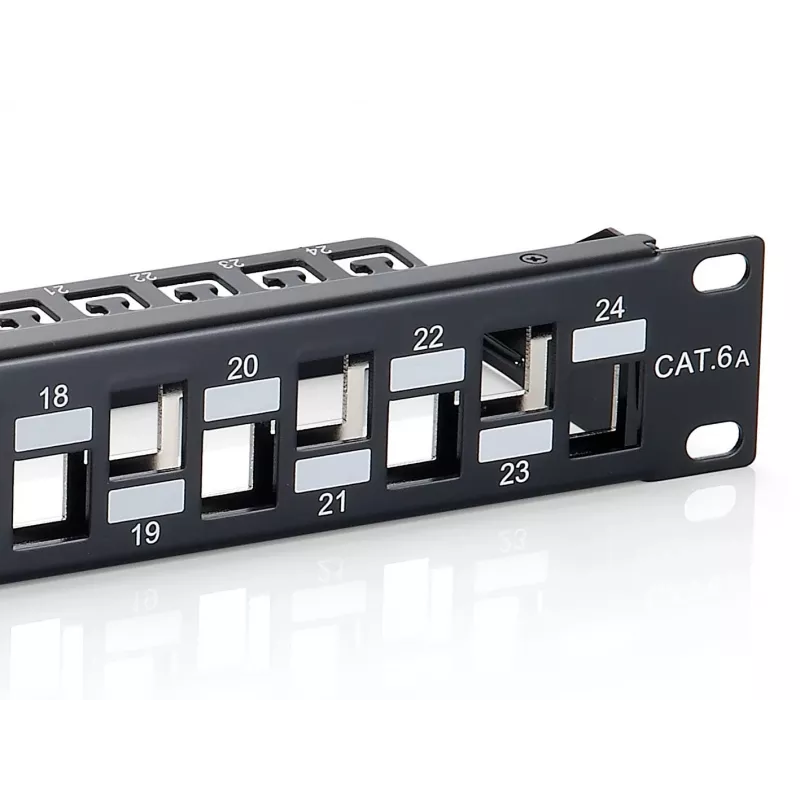 Equip Patch panel Keystone Cat.6A schermato 24 porte, Nero