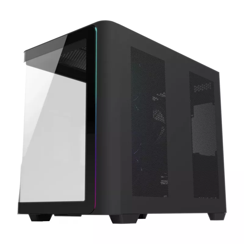 FSP M580-BP Plus case PC Midi Tower, ATX/mATX/Mini-ITX, ARGB, vetro temperato, 4 ventole da 120 mm, nero
