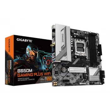 GIGABYTE B650M GAMING PLUS WIFI Scheda madre - CPU AMD Ryzen 9000, VRM 5+2+2 fasi, fino a 8000 MHz DDR5, 2x PCIe 4.0 M.2, LAN 2,5 GbE, WIFI 6E, USB 3.2 Gen 1