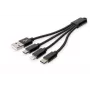 DIGITUS Cavo di ricarica USB USB A – Lightning+Micro B+Type-C M/M/M/M 15 cm cavo 3-in-1, cotone, CE, nero
