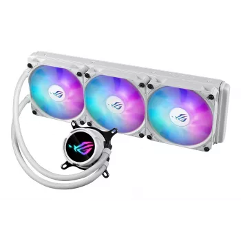 Kit di raffreddamento a liquido ASUS ROG Strix LC III 360 ARGB White Edition — radiatore da 360 mm, 3 ventole ARGB da 120 mm, display LCD, base in rame