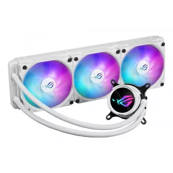 Kit di raffreddamento a liquido ASUS ROG Strix LC III 360 ARGB White Edition — radiatore da 360 mm, 3 ventole ARGB da 120 mm, display LCD, base in rame