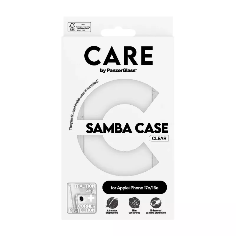 Cover PanzerGlass CARE by custodia moda Samba trasparente iPhone 16e