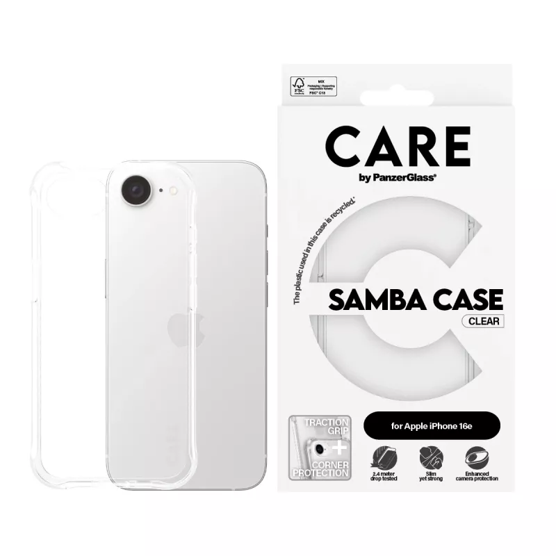 Cover PanzerGlass CARE by custodia moda Samba trasparente iPhone 16e