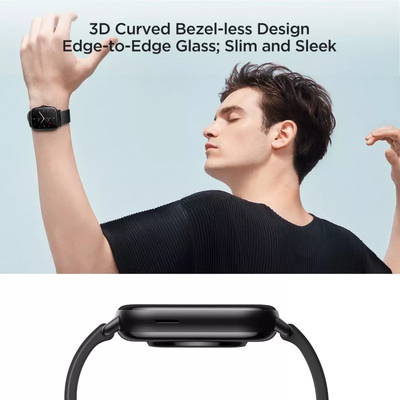 Amazfit GTS 2 smartwatch, 4,19 cm (1,65 pollici) AMOLED, 43 mm, GPS, chiamate Bluetooth, 5 ATM, Midnight Black