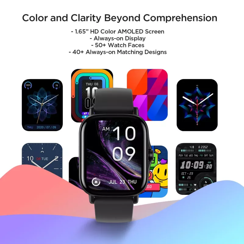 Amazfit GTS 2 smartwatch, 4,19 cm (1,65 pollici) AMOLED, 43 mm, GPS, chiamate Bluetooth, 5 ATM, Midnight Black