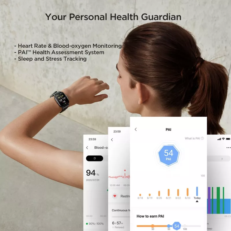 Amazfit GTS 2 smartwatch, 4,19 cm (1,65 pollici) AMOLED, 43 mm, GPS, chiamate Bluetooth, 5 ATM, Midnight Black