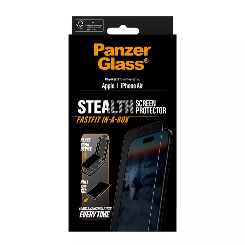 Pellicola protettiva PanzerGlass ® Stealth iPhone Air | Ultra-Wide Fit con FASTFIT IN-A-BOX