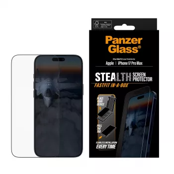 Pellicola protettiva PanzerGlass ® Stealth iPhone 17 Pro Max | Ultra-Wide Fit con FASTFIT IN-A-BOX