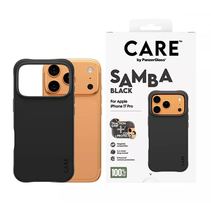 Cover PanzerGlass CARE by custodia moda Samba nero con MagSafe iPhone 17 Pro