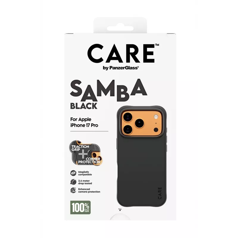 Cover PanzerGlass CARE by custodia moda Samba nero con MagSafe iPhone 17 Pro