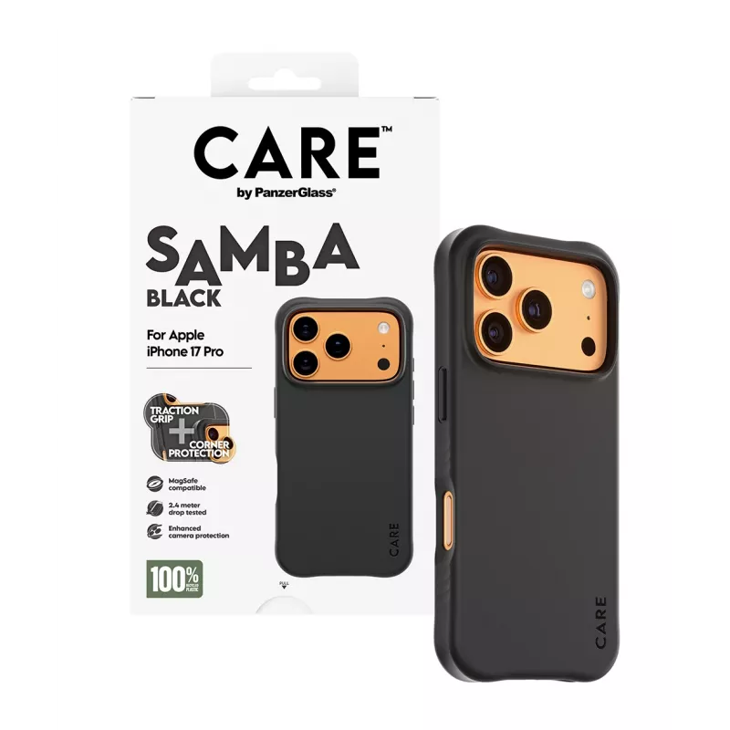 Cover PanzerGlass CARE by custodia moda Samba nero con MagSafe iPhone 17 Pro