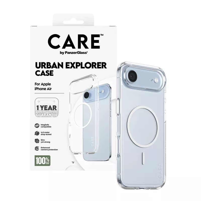 Cover PanzerGlass CARE by custodia flagship trasparente Urban Explorer bianco MagSafe iPhone 17 Air