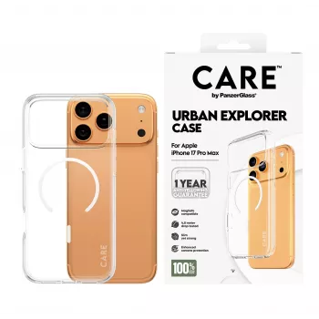 Cover PanzerGlass CARE by custodia flagship trasparente Urban Explorer bianco MagSafe iPhone 17 Pro Max
