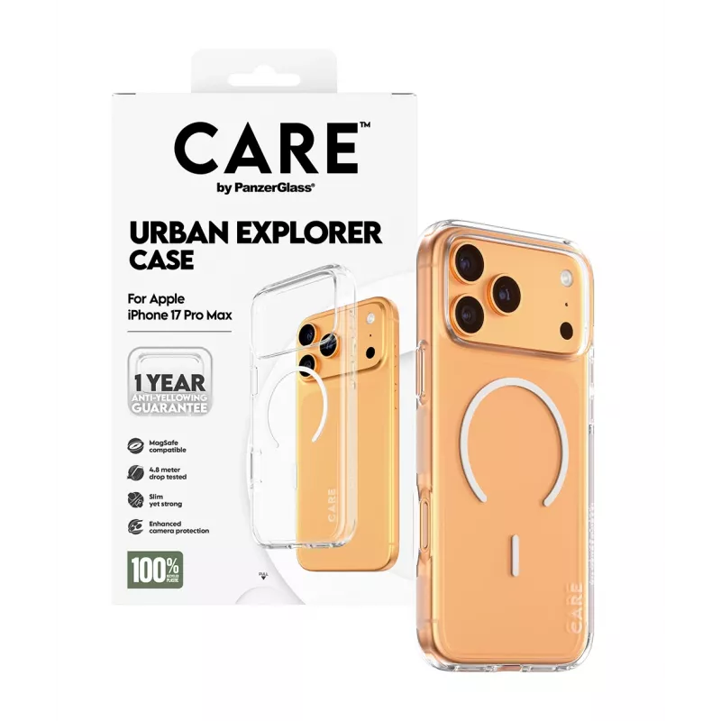 Cover PanzerGlass CARE by custodia flagship trasparente Urban Explorer bianco MagSafe iPhone 17 Pro Max