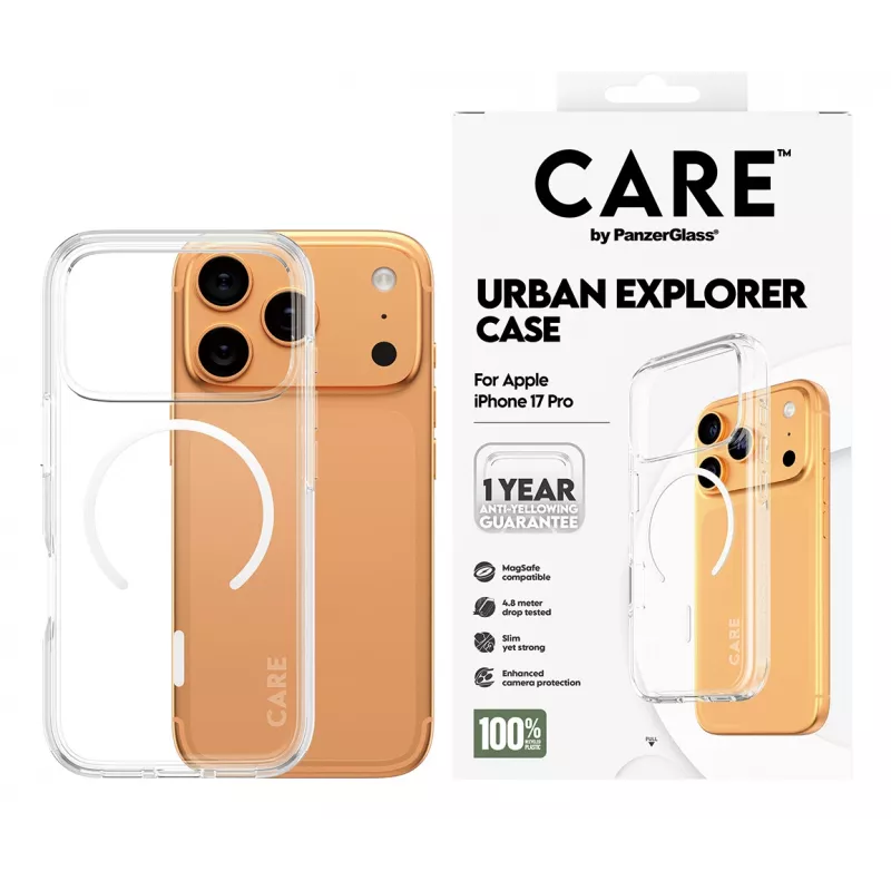 PanzerGlass CARE™ by ® Urban Explorer Case trasparente con MagSafe bianco iPhone 17 Pro