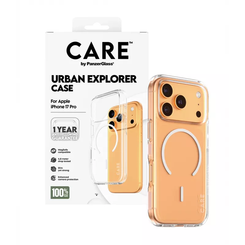 PanzerGlass CARE™ by ® Urban Explorer Case trasparente con MagSafe bianco iPhone 17 Pro