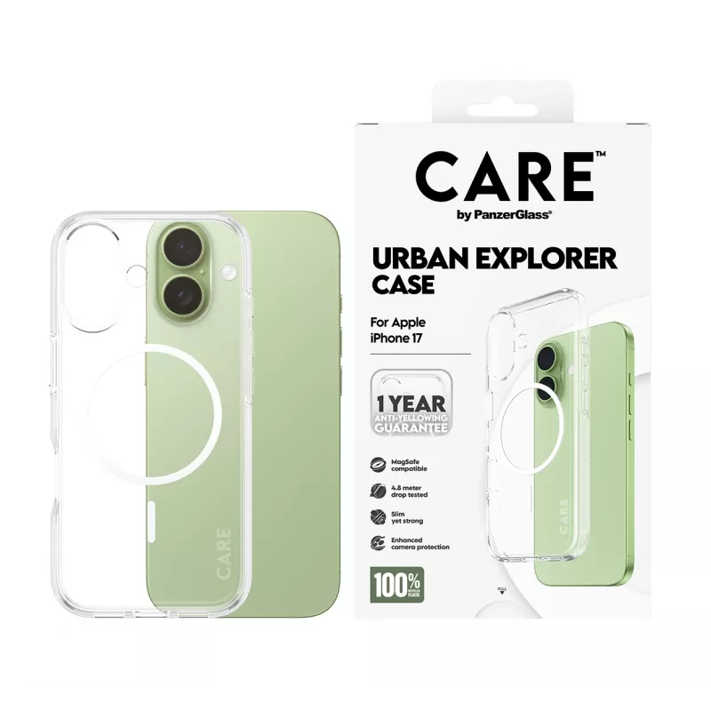 PanzerGlass CARE™ by ® Urban Explorer Case trasparente con MagSafe bianco iPhone 17