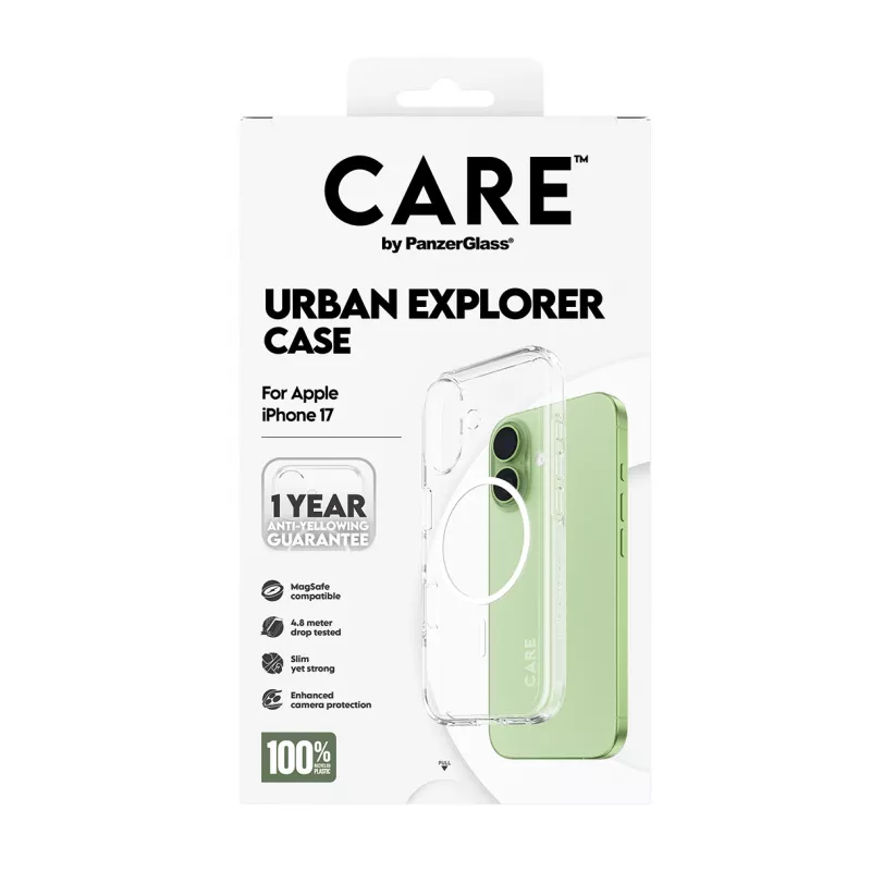 PanzerGlass CARE™ by ® Urban Explorer Case trasparente con MagSafe bianco iPhone 17