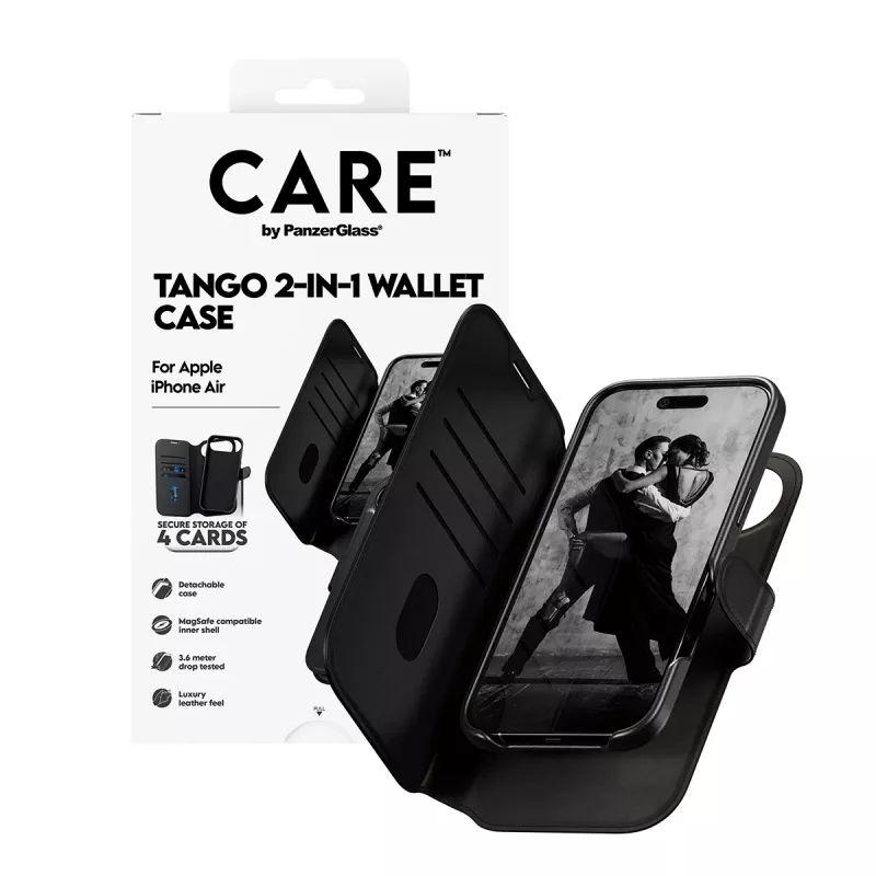 Custodia portafoglio PanzerGlass CARE Tango 2-in-1 compatibile MagSafe per iPhone Air — nero